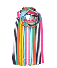 This versatile 100% silk scarf adds an accent in bold colors or striking neutrals. Tie it around the neck, wear it as a flowing head wrap, or even transform it into an eye-catching summer top. Dimensions: 13 in. x 72 in. Materials: 100% Silk Chic Green Summer Scarves, Multicolor Silk Scarf For Spring Beach, Silk Scarves For Beach In Summer, Chic Multicolor Beach Scarves, Silk Scarves For Summer Beach, Chic Multicolor Silk Scarves, Multicolor Silk Scarf For Beach, Spring Multicolor Silk Scarf, Spring Beach Silk Scarf