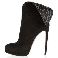 Step out in style with these fierce Black Vegan Suede Leopard Print Fold-Over Heeled Platform Ankle Boots. Combining edgy leopard print with a sleek design, elevate your outfit effortlessly. Color: Black Material: Vegan suede Heel Type: Stiletto heel Heel Height: 5.9" / 150 mm approx Product measurements were taken using size 8. Please note that measurements may vary by size. Toe: Closed toe With platform Back zipper closure design Leopard print fold-over detail Handcrafted US sizing. Fits true to size. Leopard Print High Heel Boots For Party, Pointed Toe Leopard Print Party Boots, Leopard Print Winter Party Boots, Party Boots With Leopard Print And Pointed Toe, Party Leopard Print Pointed Toe Boots, Leopard Print Party Boots For Winter, Winter Party Leopard Print Boots, Leopard Print Leather Boots For Party, Leopard Print Round Toe Boots For Party