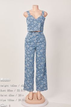 This Pansy Denim Pant Set is a must-have addition to your wardrobe. It's made of quality denim fabric that ensures comfort and durability. It features a unique design that makes you stand out from the crowd. Style it with your favorite accessories for a trendy, fashionable look. Get ready to make a statement! Decoration Zip Up , Pockets Length Floor-Length Style Sexy & Club Fabric Type Denim Material Polyester , Spandex Neckline Strappy Pattern Type Floral Sleeve Length Sleeveless Season Spring Trendy Washed Blue Cotton Flare Jeans, Blue Mid-rise Cropped Cotton Jeans, Mid-rise Blue Cropped Cotton Jeans, Summer Straight Denim Blue Jeans, Summer Straight-leg Denim Blue Jeans, Trendy Light Indigo Jeans For Spring, Spring Blue Cotton Flare Jeans, Summer Cotton Straight Jeans, Blue Non-stretch Cotton Flare Jeans