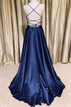 Royal Blue V Neck Backless Satin Long Prom Dresses, Royal Blue Formal Dresses, Backless Royal Blue Evening Dresses Prom Dresses Royal, Prom Dresses Royal Blue, Royal Blue Formal Dresses, Royal Blue Evening Dress, Dresses Royal Blue, Navy Prom Dresses, Dream Prom, Royal Blue Prom Dresses, V Neck Prom Dresses