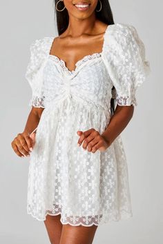 Buddylove: Colby Dress in Ivory Eyelet - J. Cole ShoesBUDDYLOVEBuddylove: Colby Dress in Ivory Eyelet Vegas Dresses, Buddy Love, Graduation Dresses, Grad Pics, Grad Dresses, Event Inspiration, Cape Dress, Ruffle Mini Dress, Pinterest Closet