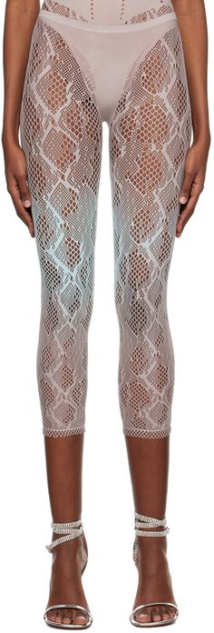 Fitted Mesh Summer Tights, Sheer Mesh Stretch Bottoms, Sheer Stretch Mesh Bottoms, Summer Mesh Tights, White Sheer Mesh Bottoms, White Sheer Nylon Bottoms, Elastic Tights For Spring, Summer Thigh High Mesh Tights, Summer Thigh-high Mesh Tights