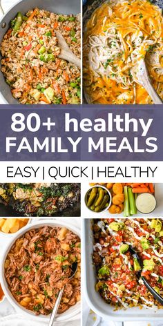 healthy family meals with text overlay that reads, 80 + healthy family meals easy and quick ihealthy