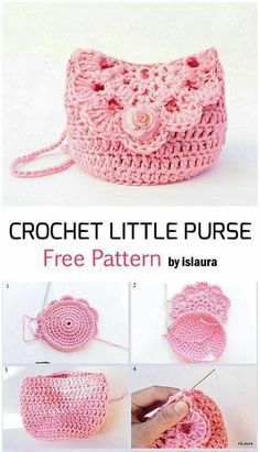 the crochet purse is being worked on