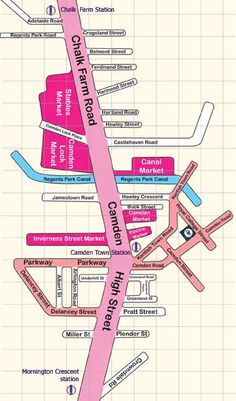 a map of the airport with all its terminals and their names in pink on it