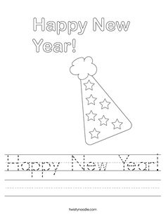 the happy new year hat worksheet for children to learn how to write and draw