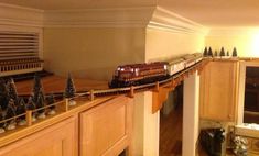 a model train set with trees on the tracks