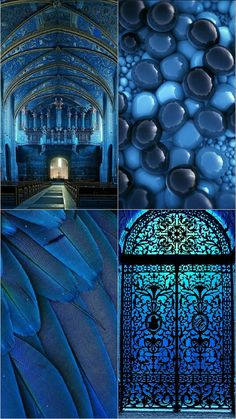 four different images with blue and black colors