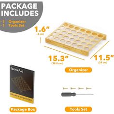 the package includes tools and instructions for making an origami box with holes in it