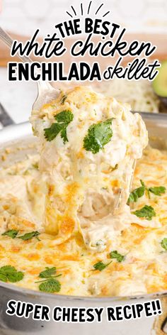 the best white chicken enchilada skillet recipe is super cheesy