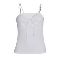 **Brand New With Tags** Y2k Style White Tank Top With Cute Beaded Straps Size: Xs Brand: No Boundaries Blue Tube Top, Butterfly Tank Top, Y2k Tank Top, Plaid Tank Top, White Lace Tank Top, Y2k Tank, Beaded Strap, Strap Tank Top, Round Neck Shirt