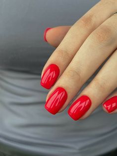 Red Shilak, Reddish Nails, Red Gel Nails Short, Classy Red Nails, Red Pink Nails, Hot Red Nails, Pink Red Nails, Bright Gel Nails, Red Gel Nails