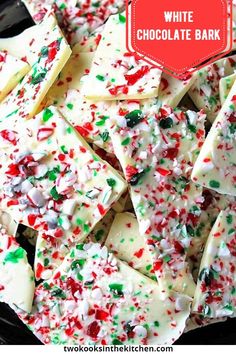 white chocolate with sprinkles and candy canens on top