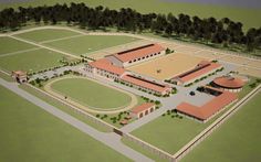 an artist's rendering of a large school building in the middle of a field