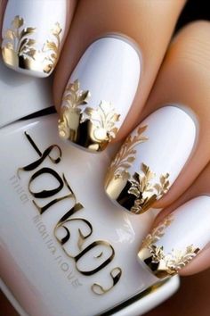 Chrome French Nails, Dot Nail Art Designs, Chrome French, Elegant Nail Art, Gold Nail, White Chrome, French Nail Designs, Elegant Nails