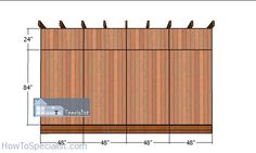 the measurements for an outdoor storage shed with wood panels and slatted sidings