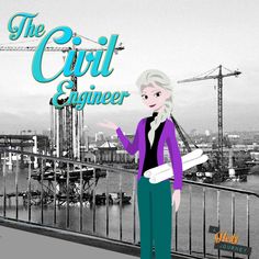 the girl engineer is standing in front of a sign that says, the girl engineer