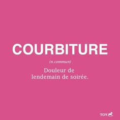 a pink background with the words courbiture in white on top of it