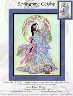 a cross stitch pattern with the words springtime geisha