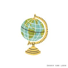 an illustration of a globe with the words sany van loon on it's side