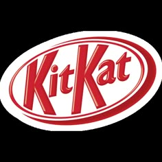 the logo for kitkatt is shown in red and white, on a white background