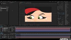 an animation character's face with green eyes and red headband, in the middle of