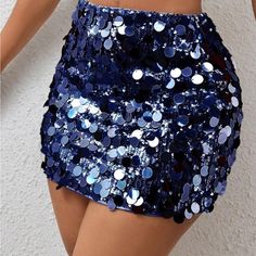 Super Cute And Stylish Ships In 5-10 Business Days Navy Sequin Skirt, Navy Blue Concert Outfit, Blue Sequined Bottoms For Party Season, Fitted Blue Sequin Bottoms, Blue Sequined Mini Skirt For Party, Fitted Blue Bottoms For Party Season, Blue Fitted Bottoms For Party Season, Blue Party Bottoms For Spring, Blue Mini Skort For Party