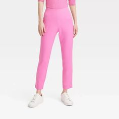 A New Day Women's High-Rise Slim Fit Ankle Pants Pink Size 4 26" Waist 26" Inseam 36" Long I ship items out EVERY DAY so EXPECT a QUICK delivery! Please feel free to ask any questions you may have I answer most questions instantly! Jumpsuits Women, Slim Hips, Ankle Dress Pants, Black Cropped Pants, Belted Pants, Ankle Length Pants, Faux Leather Pants, Pants Color, Ankle Pants