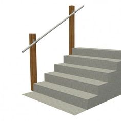 a set of stairs with metal handrails and concrete steps leading up to the top