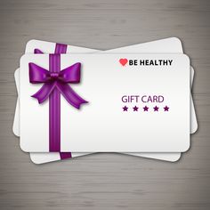 gift card with purple ribbon and stars