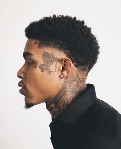 Black Men Afro Hairstyles, Haircut For Men Black, Afro Taper Fade Black Men, Sideburn Tattoo Guys, Haircuts For Black Men, Black Men Haircut