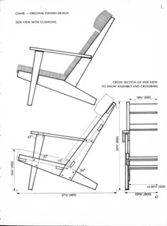 a drawing of a chair with measurements for the seat and armrests on it