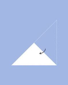 a white triangle with an arrow in the center on a light blue background that is half hidden