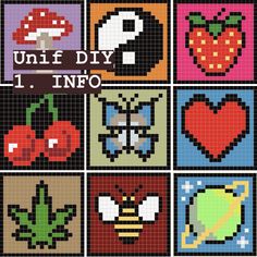 an image of pixel art with the words unif diy 1 info on it