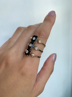 Diamond & Onyx Skulls Ring Skull Ring, Diamond Set, Onyx Stone, Infamous, Piercing Jewelry, Earring Necklace, White Diamond, Chain Bracelet, Diamond Rings