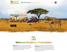 an image of a website homepage with giraffes and safari vehicles in the background