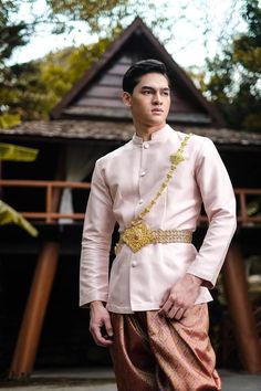 Male Thai Clothes, Khmer Traditional Clothes Men, Filipino Traditional Clothing Male, Filipino Traditional Clothing, Malaysian Clothes, Thailand Traditional Dress, Indonesian Clothing, Thai Traditional Clothing