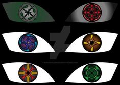 four eyes with different colors and shapes