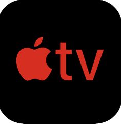 an apple tv logo with the words't v'in red on black background