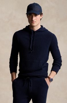 Richly textured waffle-knit fabric offers exceptional warmth and comfort in this timeless hoodie made from cloud-soft cashmere. 26 1/2" length (size Medium) Drawstring hood Ribbed cuffs and hem Kangaroo pocket 100% cashmere Machine wash, dry flat Imported Quilted Outerwear, Cashmere Sweater Men, Hooded Jumper, Cashmere Hoodie, Waffle Knit Sweater, Knit Hoodie, Hooded Sweater, Polo Ralph Lauren Mens, Ralph Lauren Men