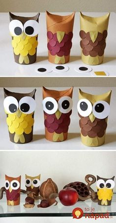 paper cups made to look like owls with eyes