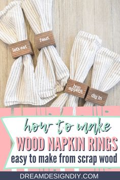 wood napkin rings with text overlay how to make wooden napkin rings easy to make from scrap wood