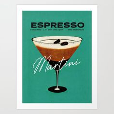 an old fashioned martini poster with olives in it