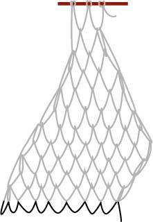 a white net hanging from a red hook