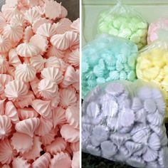 two bags filled with different types of marshmallows