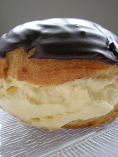 a close up of a doughnut on a plastic plate