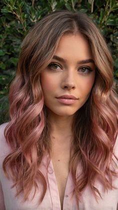 Best Secrets for Deep Pink Golden with 51 Pink Hair Ideas: Natural Highlights 👱 Pastel Pink Balayage, Highlights Subtle, Pink Hair Highlights, Ella Jane, Pink Hair Ideas, Pink Hair Color Ideas, Pink Hair Color, Pixie Haircut Styles