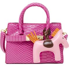 Hot pink patent crocodile pony handbag | Zomi Gems | Patent Crocodile Pony Handbag, Hot (Pink, One Size)  |  Maisonette collects the best children’s products from around the world (unlike Zulily, Etsy, The Tot, Farfetch Kids, Childrensalon, Crate and Kids, Kohls, Wayfair, Buy Buy Baby, Nordstroms, Mini Boden, J.Crew Factory, or PotteryBarn Kids), creating a curated shopping experience for you. Think of us as your shortcut to fashion for litte ones! Crocodile Design, Crocodile Handbags, Tiny Treats, A Pony, Twist Style, Buckle Bags, Grad Gifts, Garland Decor, Silver Shop