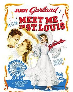 a movie poster for meet me in st louis with an image of a man and woman kissing