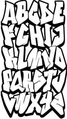 graffiti alphabet letters and numbers in black and white